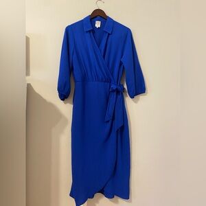 NAIF Royal Blue 3/4 Sleeve wrap Dress